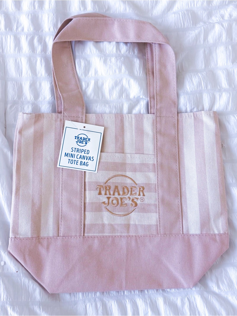 Trader Joes Stripe Bag Pink
